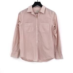 BROADWAY & BROOME Casual Long Sleeve Button Up Pullover Pastel Pink Stripe XS